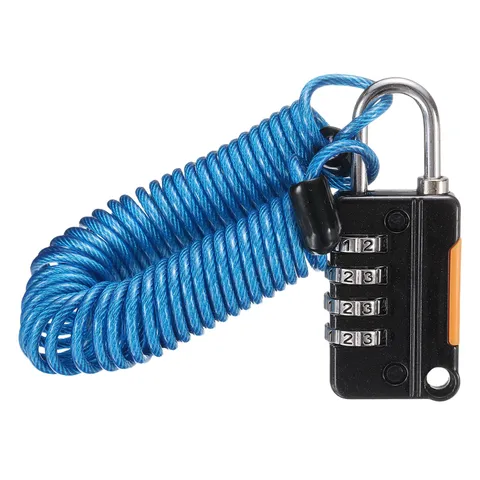 Luggage Lock, 4 Digit Combination Padlock with Flexible Blue Cable (220cm)