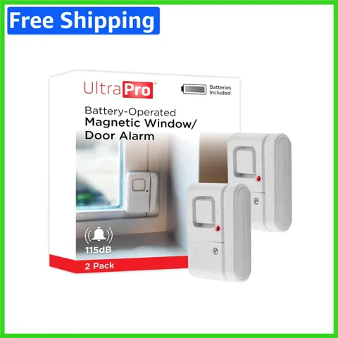 Compact Battery-Operated Magnetic Alarm System for Doors and Windows - 2-Pack