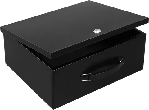 Fire Resistant Document Lock Box Safe W/ Key Black Safe box protects documents