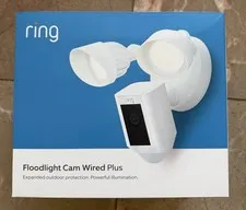 Ring Floodlight Cam Wired Plus Surveillance Camera - White. Open Box