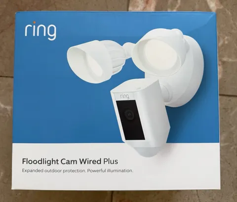 Ring Floodlight Cam Wired Plus Surveillance Camera - White. Open Box