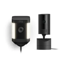 RIng Pan-Tilt Indoor Cam with Ring Spotlight Cam Plus Plug In Black NEW