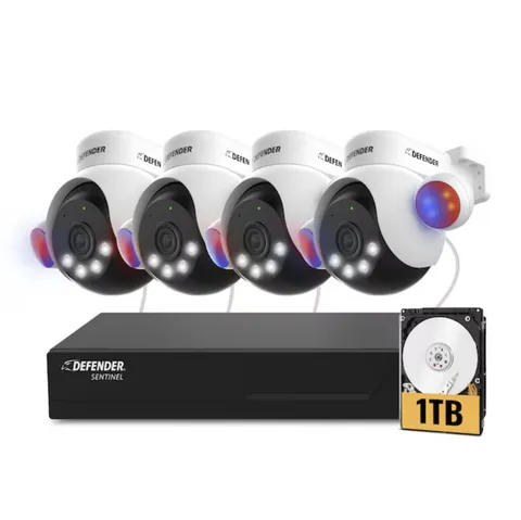 Defender Sentinel AI PTZ 4K Security Camera System 4 Camera 1TB New