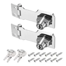 2Pcs 3Inch Keyed Hasp Locks Twist Knob Locking Keyed Different, Silver