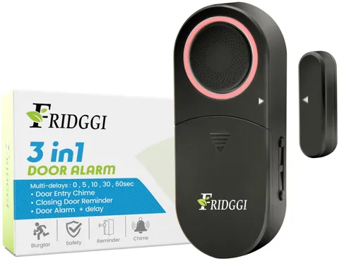 3-in-1 Alarm - Door Left Open Chime with Delay, 0/5/10/30/60 Seconds, Black