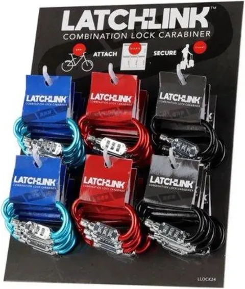 3 Pc LatchLink Combination Lock Carabiner Metal Black Red Blue Metallic Locks 