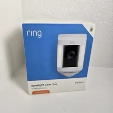 Ring Spotlight Cam Plus Outdoor Indoor Wireless 1080p Battery Camera White Light