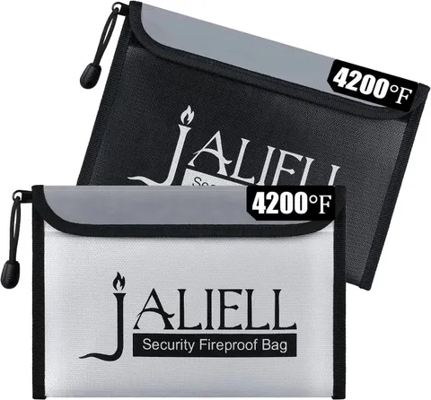 2 Pack Fireproof Money Bags 9.5x6.5", Waterproof Zipper Bag for Cash & Valuables