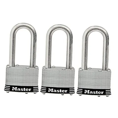 1SSTRILH Stainless Steel Outdoor Padlock with Key, 3 Pack 3 Pack, Keyed-Alike