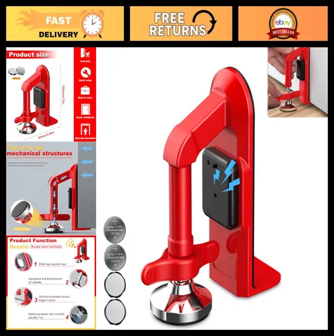Portable Alarm Door Stopper - 80dB Anti-Theft Security Device, Adjustable & Easy