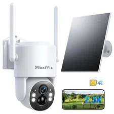 4G LTE Outdoor Solar Powered Cellular Security Camera Wireless, Off-Grid Came...