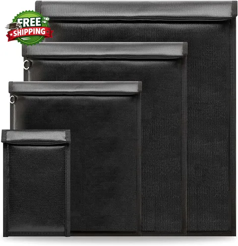 Faraday Bags Waterproof Fireproof Money Bag for Cash  Black