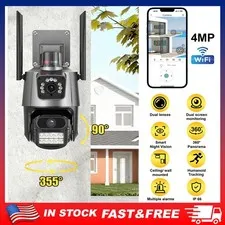Dual Lens 4K WiFi Security Camera 8X Zoom Outdoor Home Night Vision CCTV PTZ US