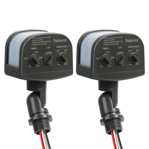 2 Pack 240-Degree Replacement Motion Sensor, Adjustable LUX(5-300) & Time & D...