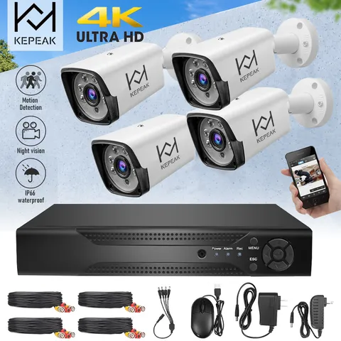 4CH H.265+ 5MP Lite 4K HD CCTV Home Outdoor Security Camera System Kit with DVR