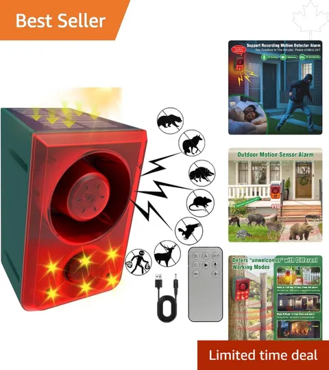 130db Solar-Powered Alarm with Adjustable Volume & Recording for Home Security