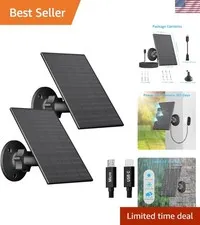 Rated 2W Solar Panel Charger for Outdoor Security Cameras - 7.2ft Cable