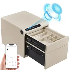 Jewelry Safe with Drawers，Biometric Fingerprint safe, Slide-Away Handgun Safe...