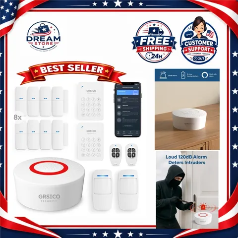 Wireless Home Alarm System 15-Piece WiFi Kit GRSICO Alexa App Alerts