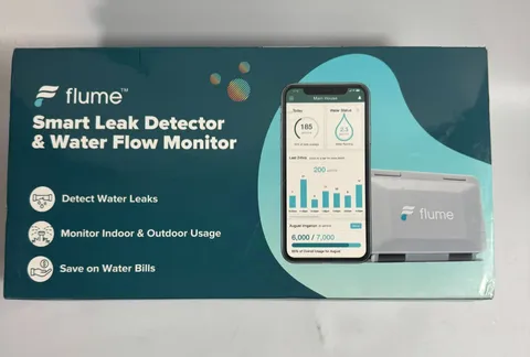 Flume Smart Leak Detector Water Flow Monitor WiFi Indoor Outdoor Open Box