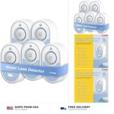 Water Leak Detector 5 Pack, 5-Year Battery Life, Water Alarm with Low Battery...