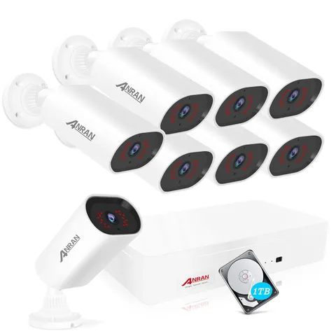 ANRAN 5MP 8CH Outdoor 8 Camera Security System 1080P Night Vision Waterproof 1TB