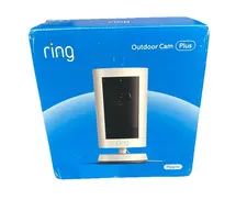 Ring Outdoor Cam Plus White Plug-In with 2K Video and Ring night Vision NEW