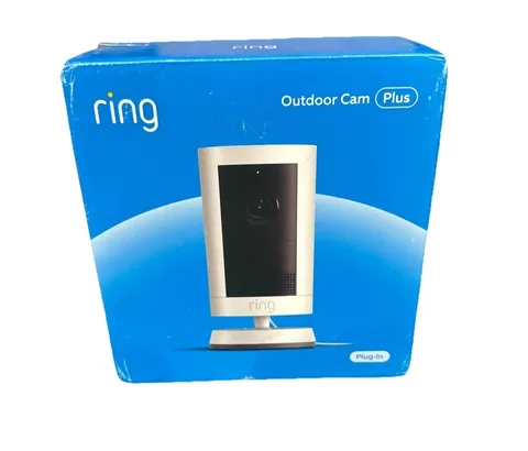 Ring Outdoor Cam Plus White Plug-In with 2K Video and Ring night Vision NEW