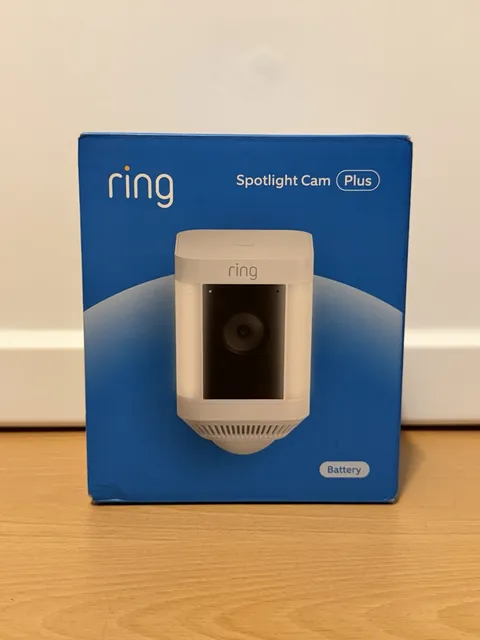 Ring - Spotlight Cam Plus Outdoor/Indoor Wireless 1080p Battery Camera - White