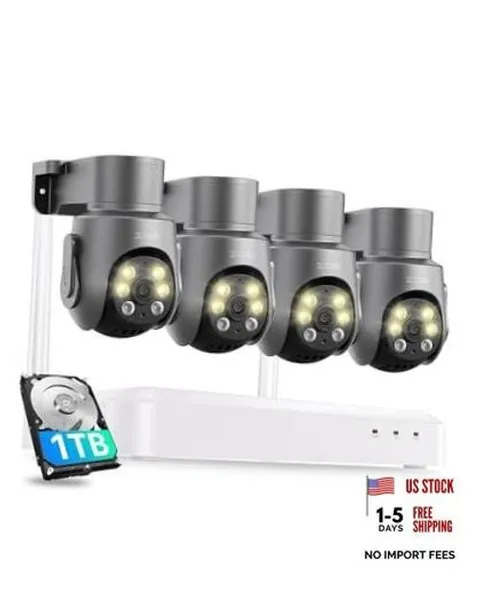 8CH 5MP Plug-in Power Supply Wi-Fi 6 Security Camera System, 4pcs Outdoor