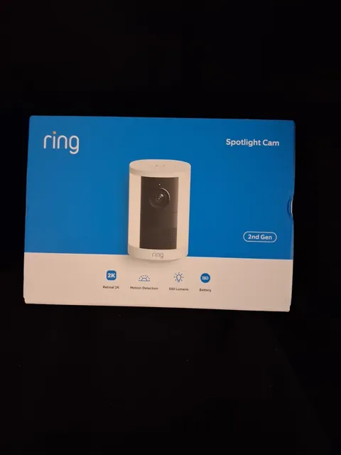 Ring Spotlight Cam 2nd Gen Battery Outdoor Security Camera (White)