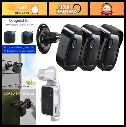 3 Pack Outdoor Camera Wall Mount & Sync Module 2 Mount - 360° Adjustable Bracket