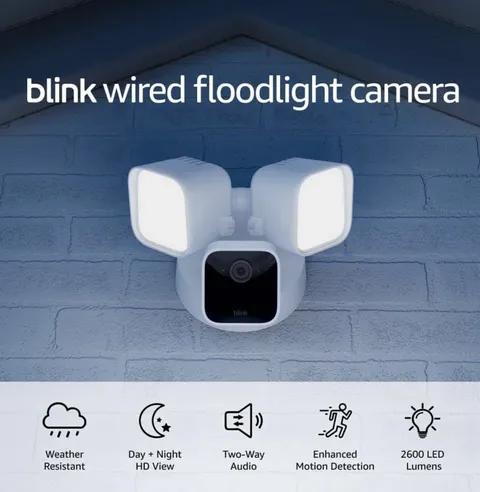 Blink Wired Floodlight Camera Smart security camera, 2600 lumens, HD live Sealed