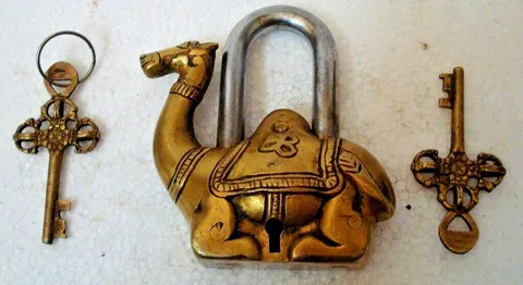 Vintage Style Handmade Brass Camel Shape Padlock With keys Working Functional L1