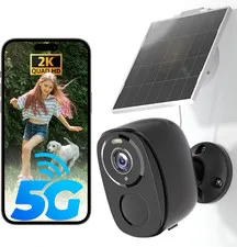 5G/2.4G Solar Security Cameras Wireless Outdoor, 2K Battery Camera W/Solar Panel