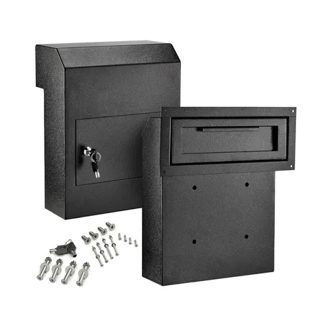 AdirOffice Through-The-Door Safe Locking Drop Box (Black) Black