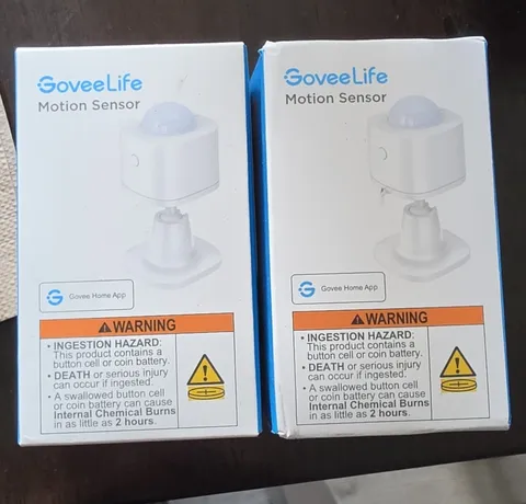 GoveeLife Motion Sensor 2-Pack Indoor Wireless Battery Wall Mount White App