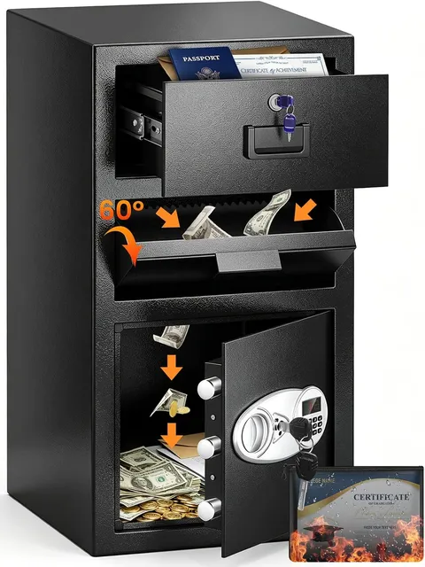 5.8 Cuft Large Depository Drop Safe with Digital Keypad and Drawer