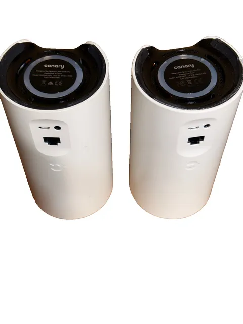 Two Canary CAN100USBK 1080p Wired Smart Home Security Cameras in White