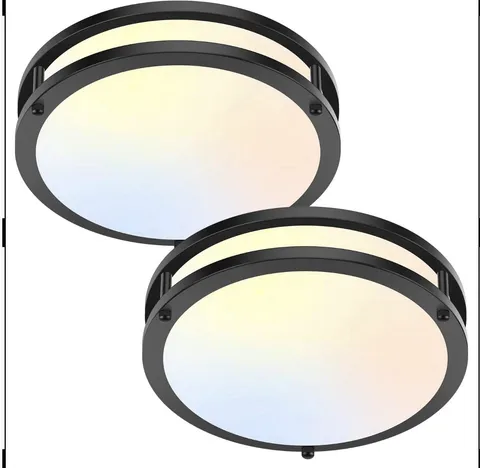 2-Pack 10Inch 30W LED Flush Mount Ceiling Light Fixtures 2 Packs, Black 