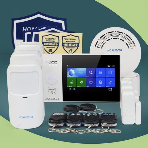 HOMSECUR Touchscreen Smart Home Alarm System Kit Door Window Sensors Wired Siren