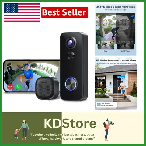 Smart Battery Doorbell with Live View, Night Vision & Human Detection Features