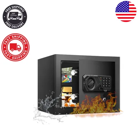 1.2 Cub Fireproof Home Safe with Digital Keypad & Removable Shelf - Black