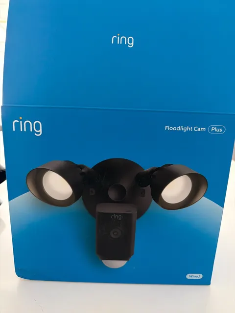 Ring Floodlight Cam Wired Plus Outdoor Wired Full HD Surveillance Camera - Black