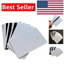 10pcs Custom Pearl White Contact Chip ID Cards - Magnetic Stripe Included