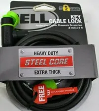 Cable Lock Security Tool Truck Bicycle 6ft Heavy Duty Steel Coated Level 2 Bell