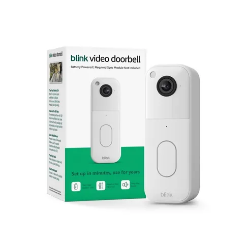 Blink Video Doorbell Battery Powered, Head-to-Toe HD View White two year battery