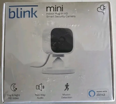 Blink Mini Compact Indoor Plug-In Smart Security Camera 1080p HD SEALED New