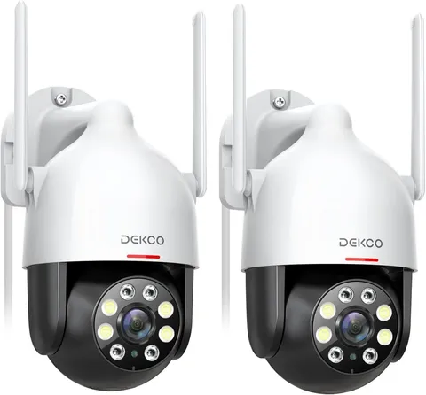 2K Outdoor WiFi Security Camera, Pan-Tilt Dome 2-Camera Kit
