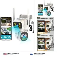 ESCANU Dual Lens Security Camera Outdoor,WiFi Camera for Home Security,Home S...